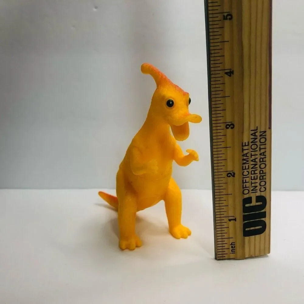 dinosaur yellow toy figure hard rubber 4 inch‎ tall prehistoric educational toy
